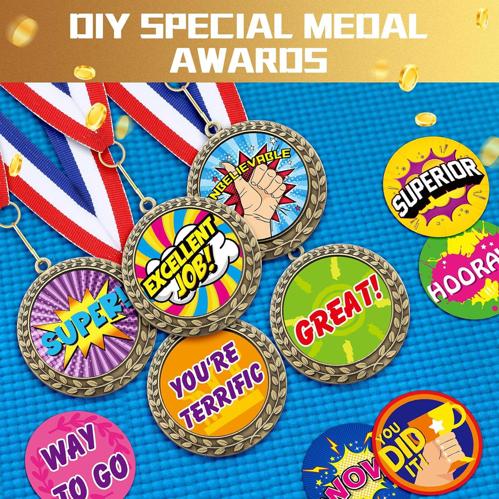 Blank Award Medals with Neck Ribbons Create Your Own Medals Kit Cheer Medal Winner Medal Participation Trophy Metal