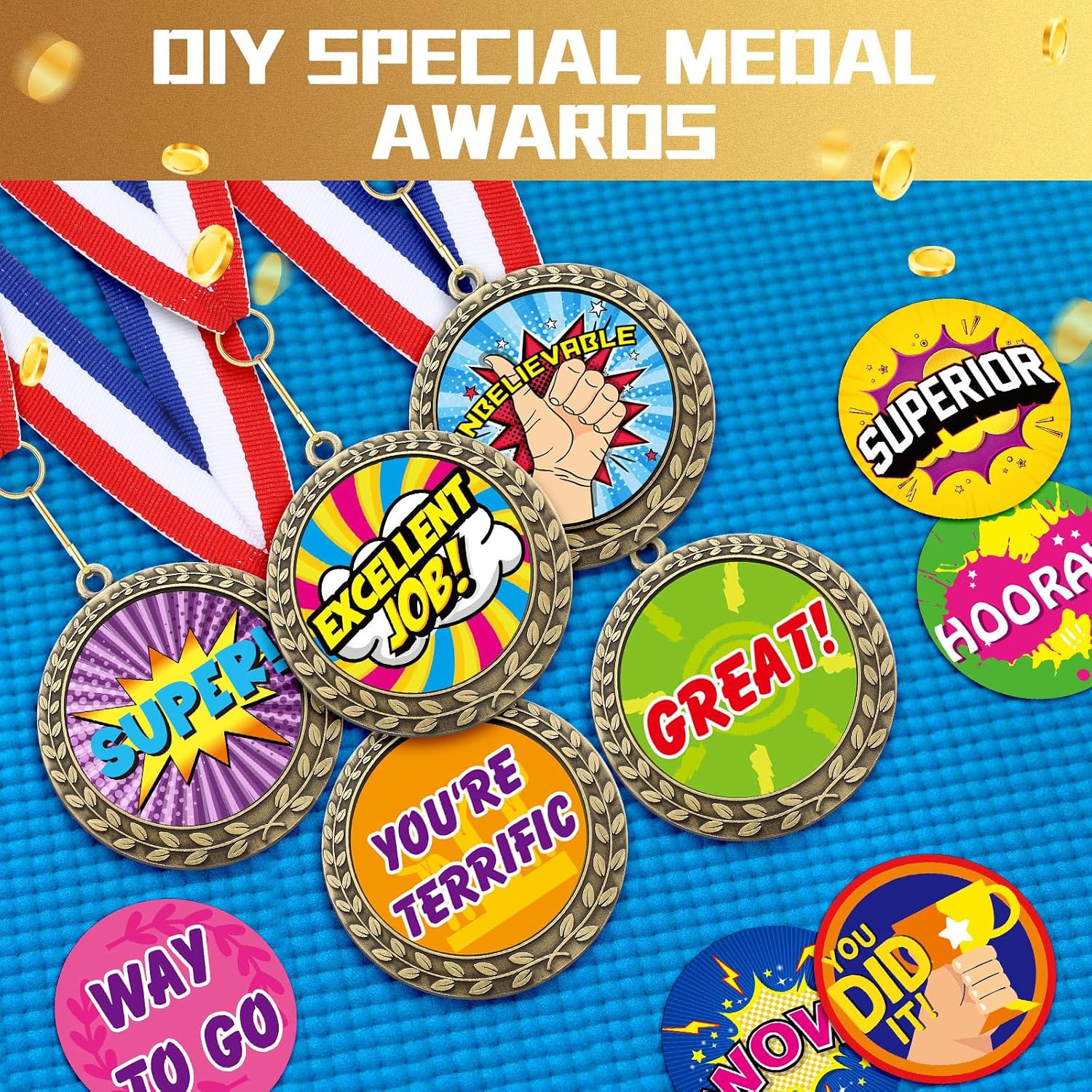 Blank Award Medals with Neck Ribbons Create Your Own Medals Kit Cheer Medal Winner Medal Participation Trophy Metal