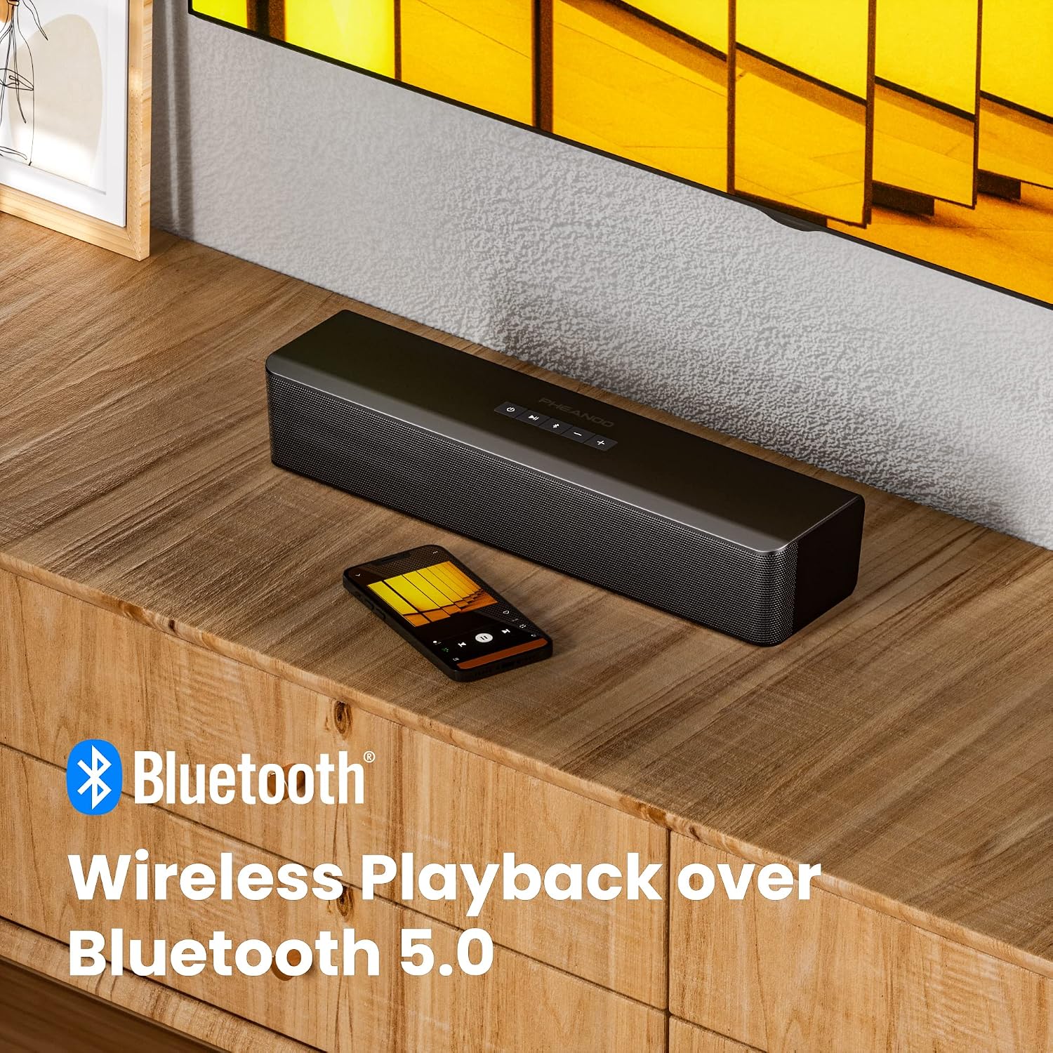 2.1 Compact Sound Bars for TV with Subwoofer, HDMI ARC/Bluetooth 5.0/Optical/AUX/RCA Connection, Remote Control