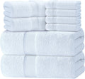Luxury White Bath Towel Set of 8 Pieces - 100% Turkish Cotton 700 GSM Highly Absorbent Towels for Bathroom, 2 Bath