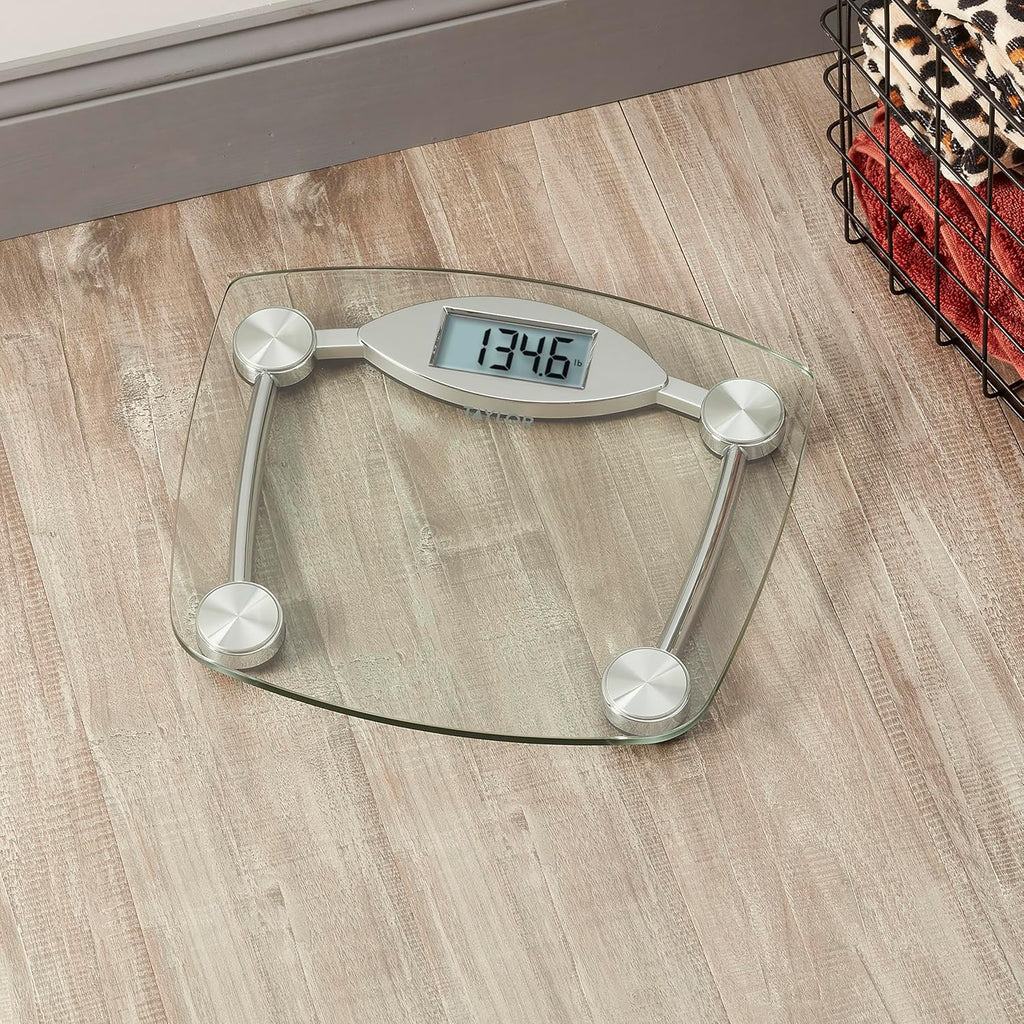Digital Bathroom Scale, Body Weight Scale, Instant On and Off, 400 lb Capacity, Sturdy Clear Glass with Chrome-Finish