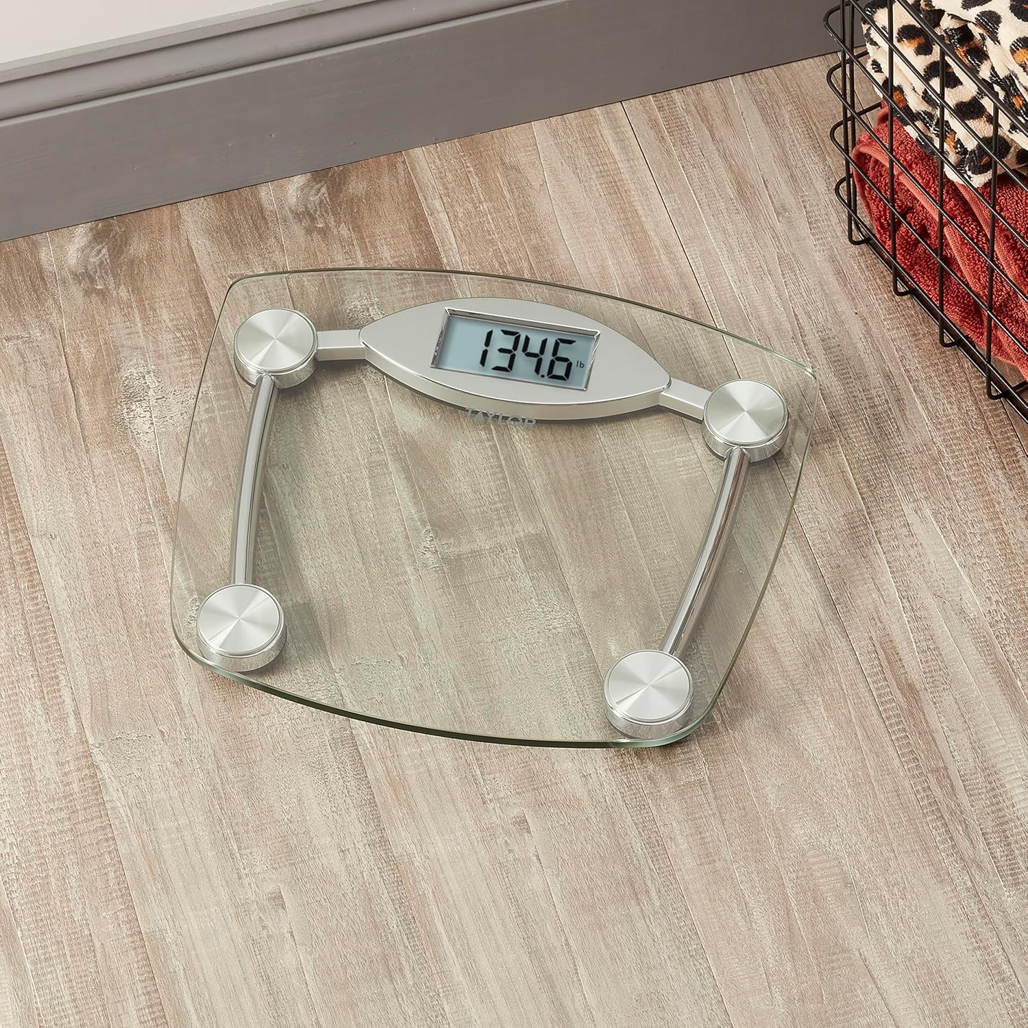 Digital Bathroom Scale, Body Weight Scale, Instant On and Off, 400 lb Capacity, Sturdy Clear Glass with Chrome-Finish