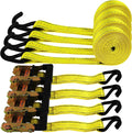 (R) 4PC 1-1/2" x 15 ft Heavy Duty Ratchet Cargo Tie Down Straps 3000lbs Dual J-Hooks