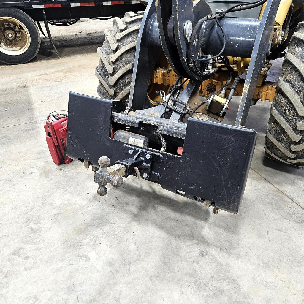 3/8" Skid Steer Mount Plate with 2" Removable Receiver, Black | Heavy Duty 3/8" Steel Skid Steer Mount Plate with 2"