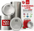 Wide Mouth Canning Lids, 100-Pack – Create Airtight Seals on Mason Jars to Preserve Food for Meal Prep & Emergency