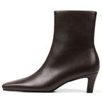 Kitten Heel Ankle Boots Square Brown Booties for Women Low Heel