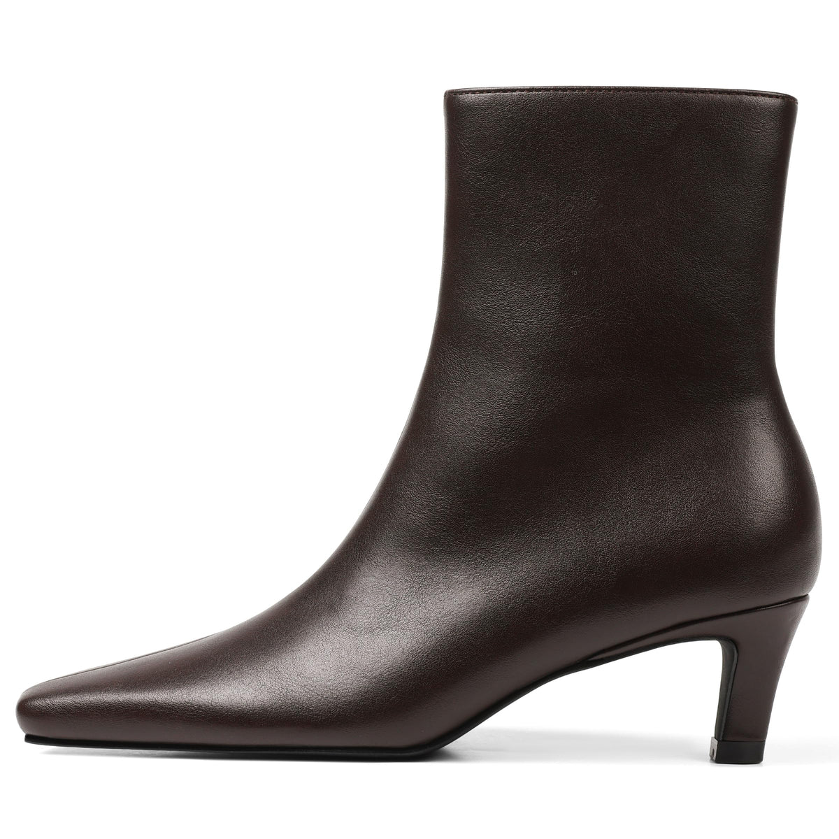 Kitten Heel Ankle Boots Square Brown Booties for Women Low Heel