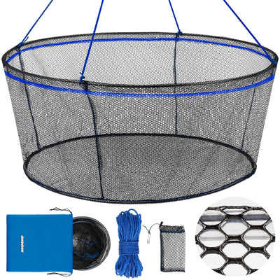 Foldable Fishing Net, Landing Fishing Pier Nets, Drop Net for Pulling Up Fish with Rope, Portable Bridge Fishing Net