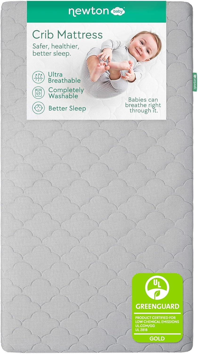 Waterproof Crib Mattress and Toddler Bed - Ultra-Breathable Proven to Reduce Suffocation Risk, Washable Core & Cover