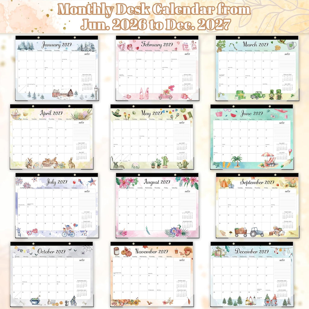Monthly Large Desk Calendar 2026-2027 - 19 Months 22" x 17" Calendar from Jun. 2026 to Dec. 2027, Large Monthly