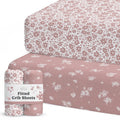 Crib Sheets Neutral - Fitted Baby Crib Sheets Bed for Girl Boy - 2 Pack Standard & Toddler Mattress (Antique Rose)