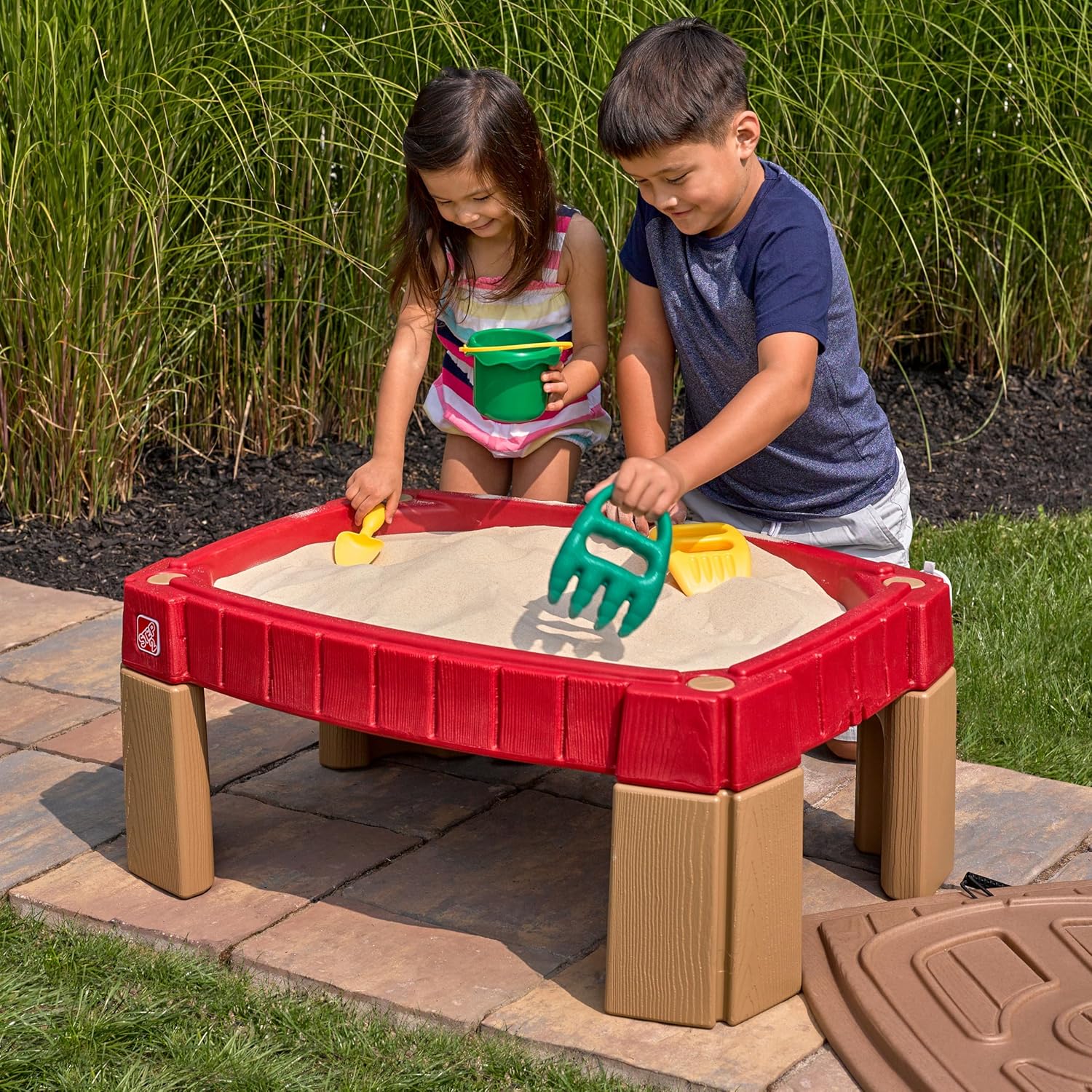 Step2 Naturally Playful Sand Table, Kids Sand Activity Sensory Table, 5 Piece Accessory Kit, Toddler Summer Outdoor