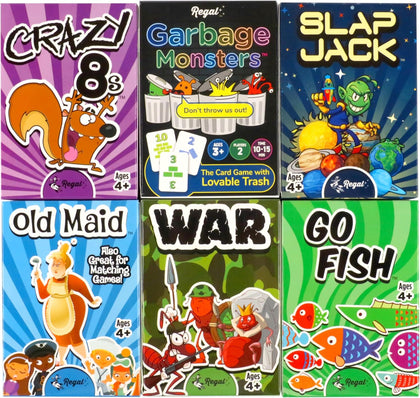 Card Games for Kids - Go Fish, Crazy 8's, Old Maid, Slap Jack, Garbage Monster, War - Simple & Fun Classic Family
