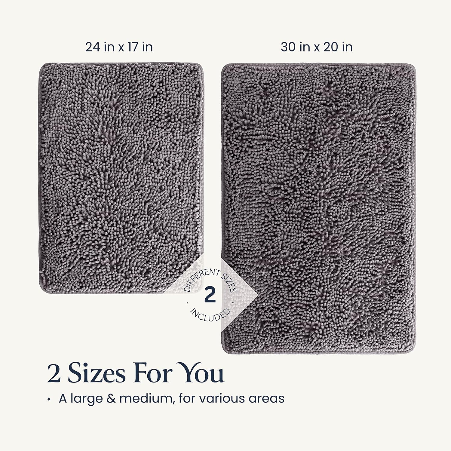 Bathroom Rugs Sets 2 Piece- Plush Bath Mat Set Quick-Dry Soft Chenille Mat with Rubber Backing, Absorbent Rug Set