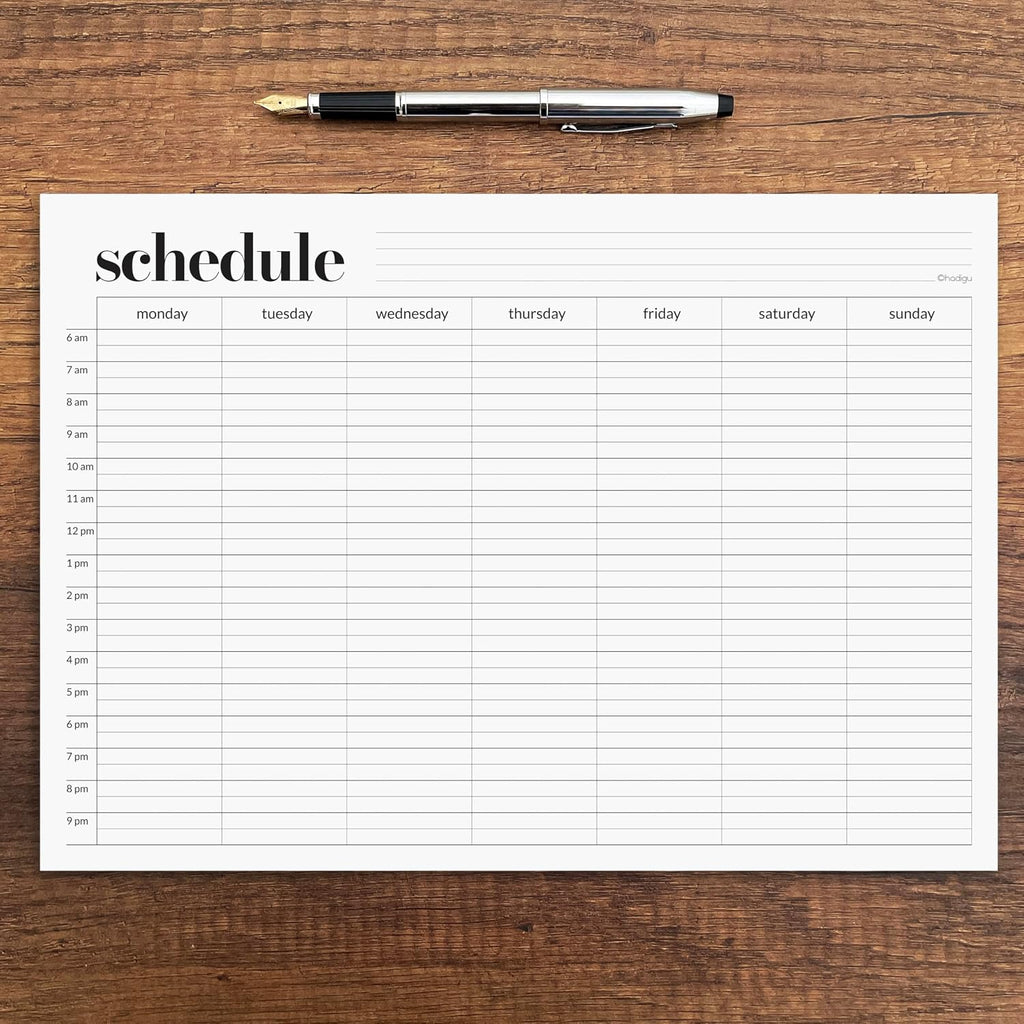 Weekly Schedule Pad, Tear Off Undated Weekly Planner Notepad, A4 Size (8,3" X 11,7"), Premium Thick Paper with