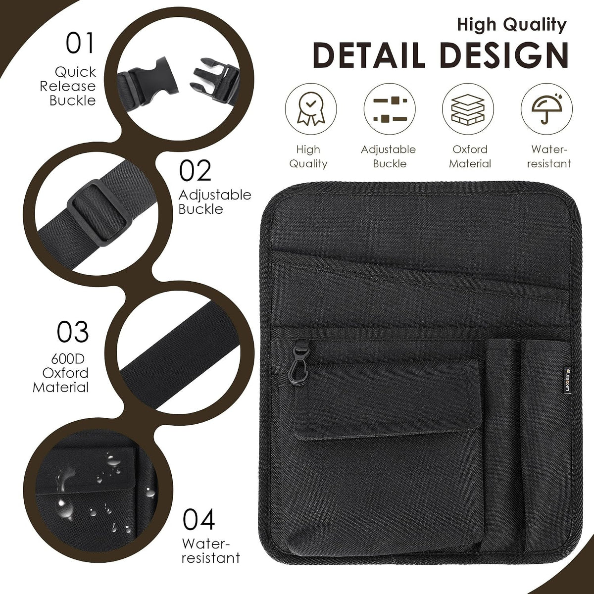 Server Apron, Serving Apron with Pockets for Waitress, Waiter Waist Tool Pouch Bag with 59'' Adjustable Belt