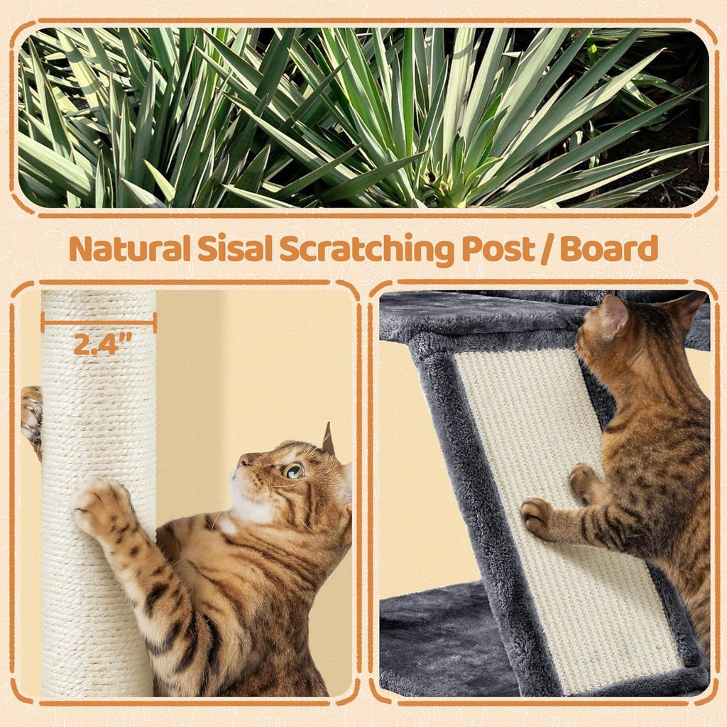 57 inches Multi-Level Cat Tree Cat Condo with Scratching Posts Kittens Activity Tower Pet Play House Furniture