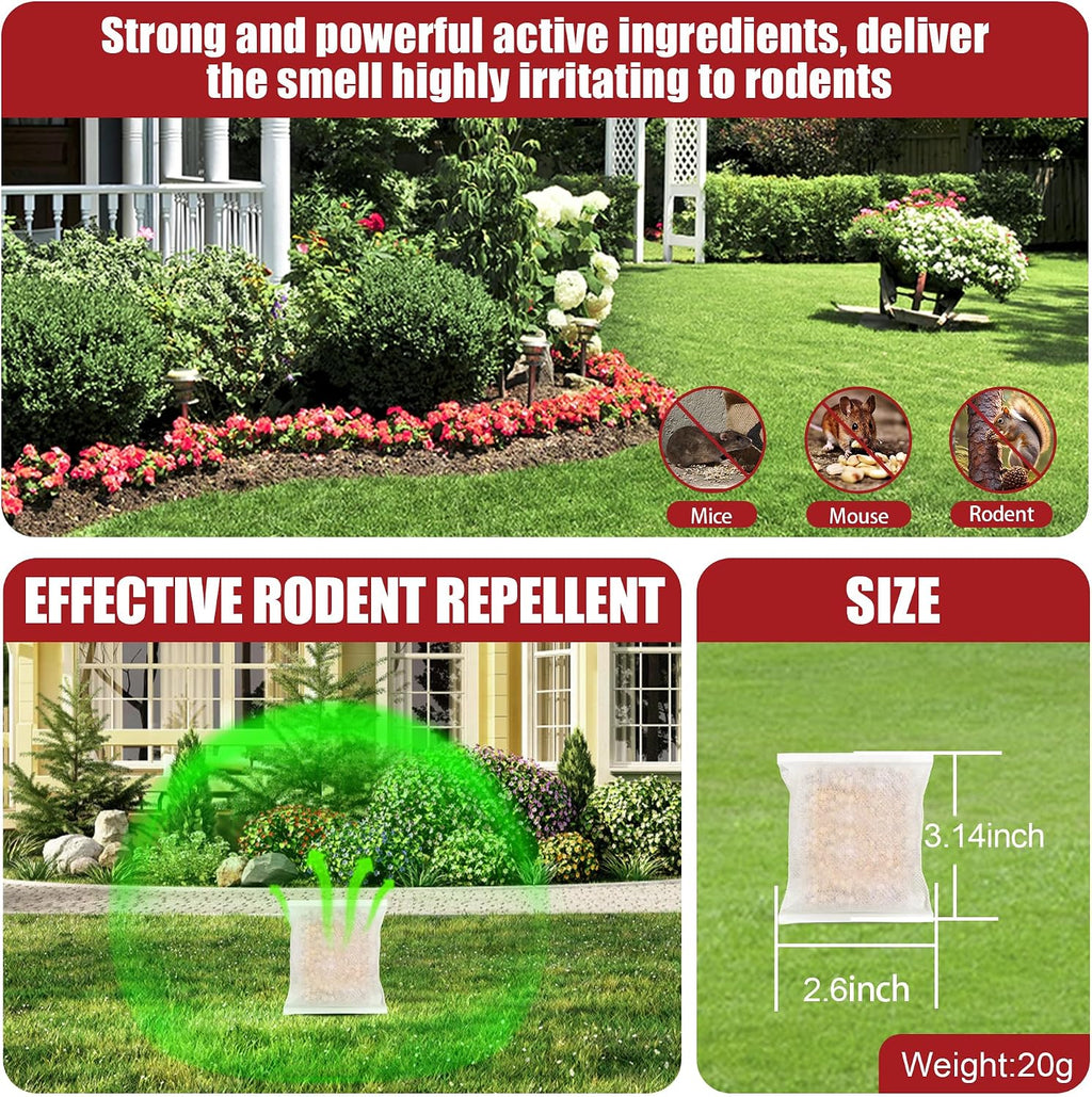 Mouse Rodent Repellent Pounches | Peppermint Oil Mice Repellent, Natural Mouse Deterrent for Kitchen, Warehouse, Car