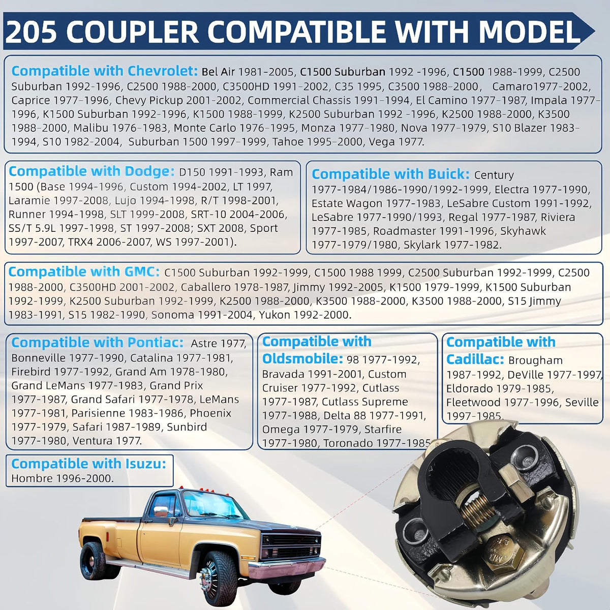 205 Steering Coupling Adaptation 3/4" 26 Spline Lnput Shaft with 2-3/4" OD
