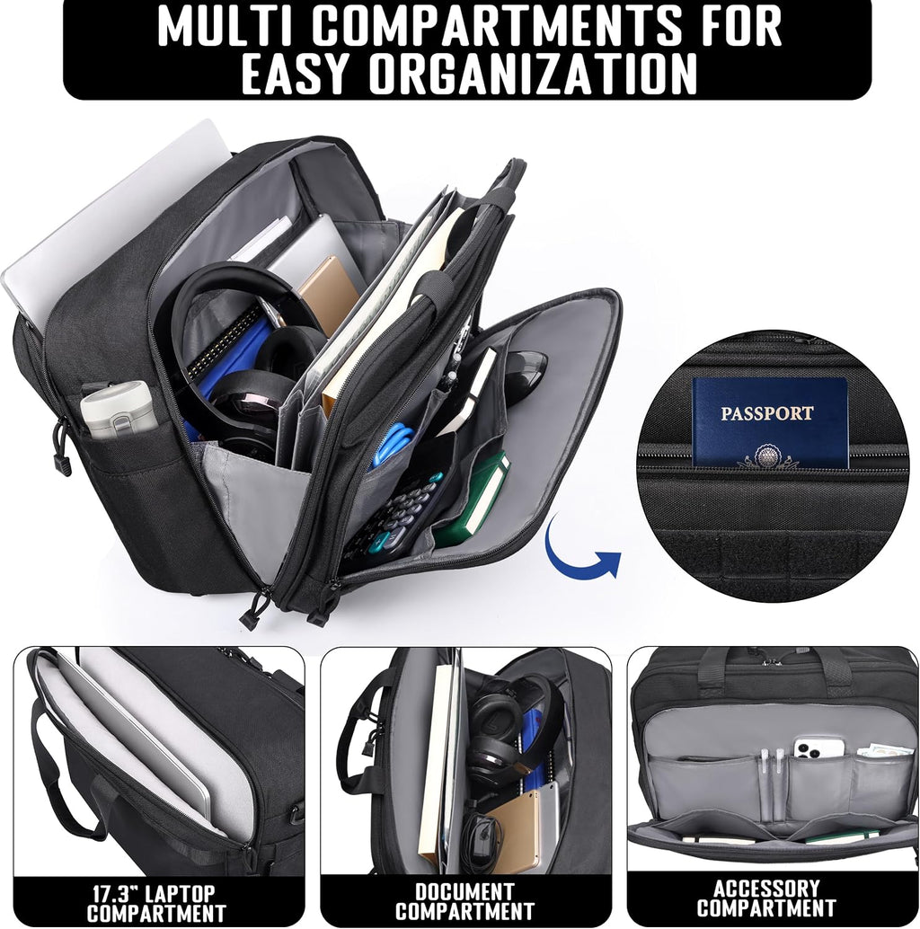 Tactical Messenger Laptop Bag Large Military Briefcase 17.3 Inch Computer Work Office Bag for Men YKK-Zippers