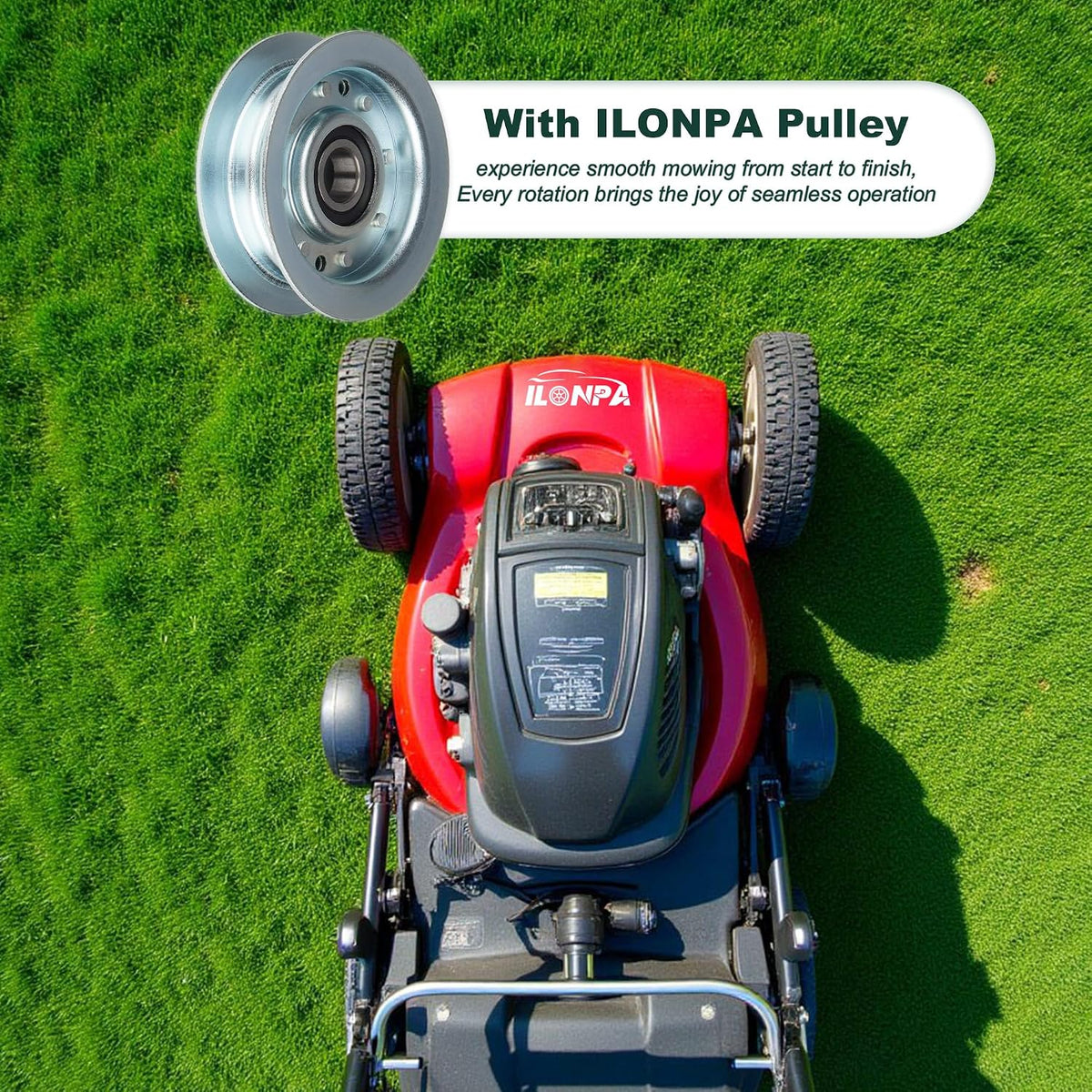 ILONPA GY22172 Idler Pulley for GY20629 GY20067 GY20110 John Deere 102 105 115 125 D105 D110 D140 D150 D155 D160 LA145 LA155 LA165 X140 X165 L2048 L2548 (3 Pack)