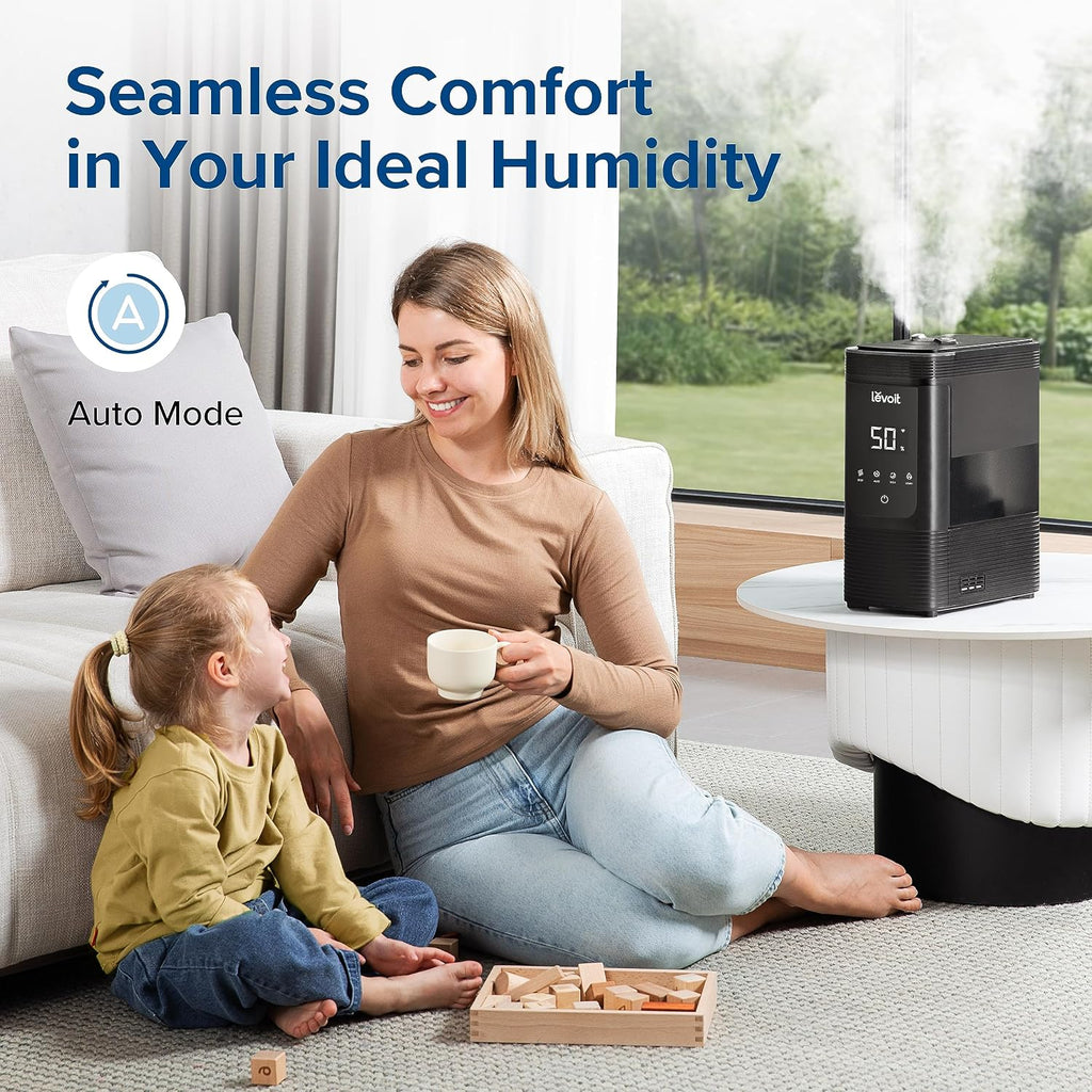 6L Smart Warm and Cool Mist Humidifiers for Home Bedroom, 60H | Auto Customized Humidity for Large room, Schedule
