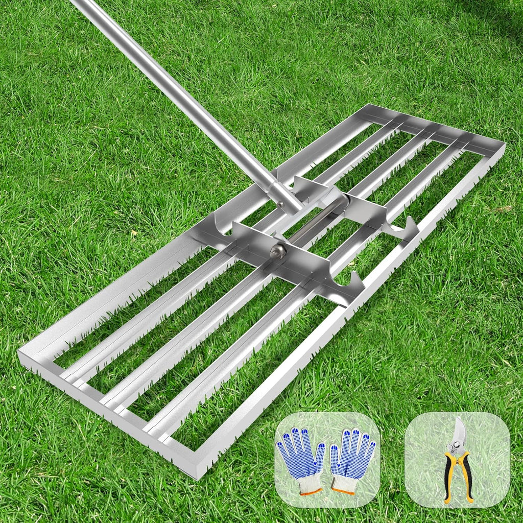 Lawn Leveling Rake 35x10 inch, (Professional-Grade) Lawn Leveler Tool with Stainless Steel Handle Rakes for Lawns
