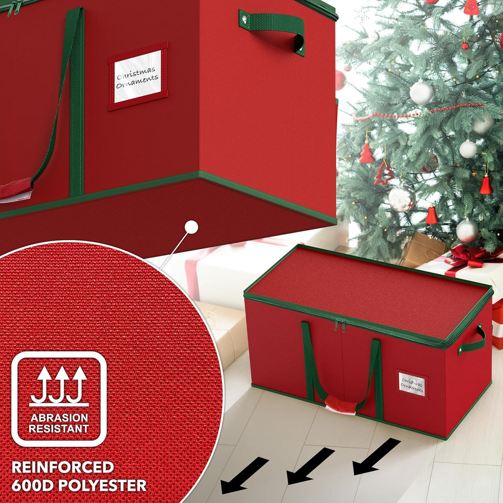 128 Christmas Ornament Storage Box with Adjustable Divider | Heavy-Duty