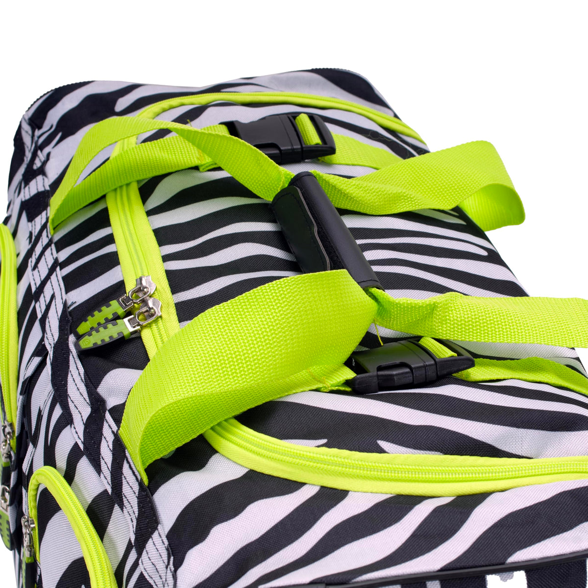 22" Polyester Rolling Duffel Bag, Lime Zebra