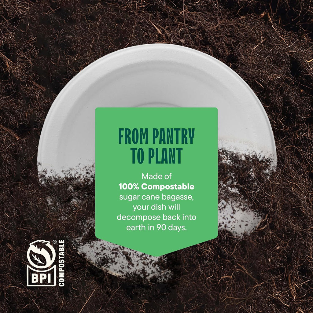 100% Compostable Paper Bowls - 12 oz [125-Pack] Heavy Duty Soup Bowls