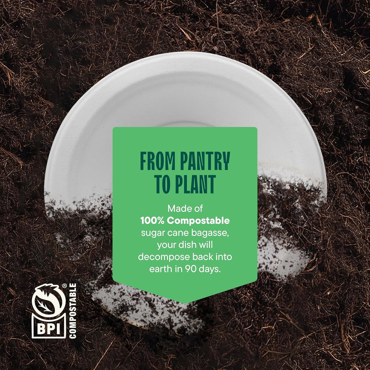 100% Compostable Paper Bowls - 12 oz [125-Pack] Heavy Duty Soup Bowls