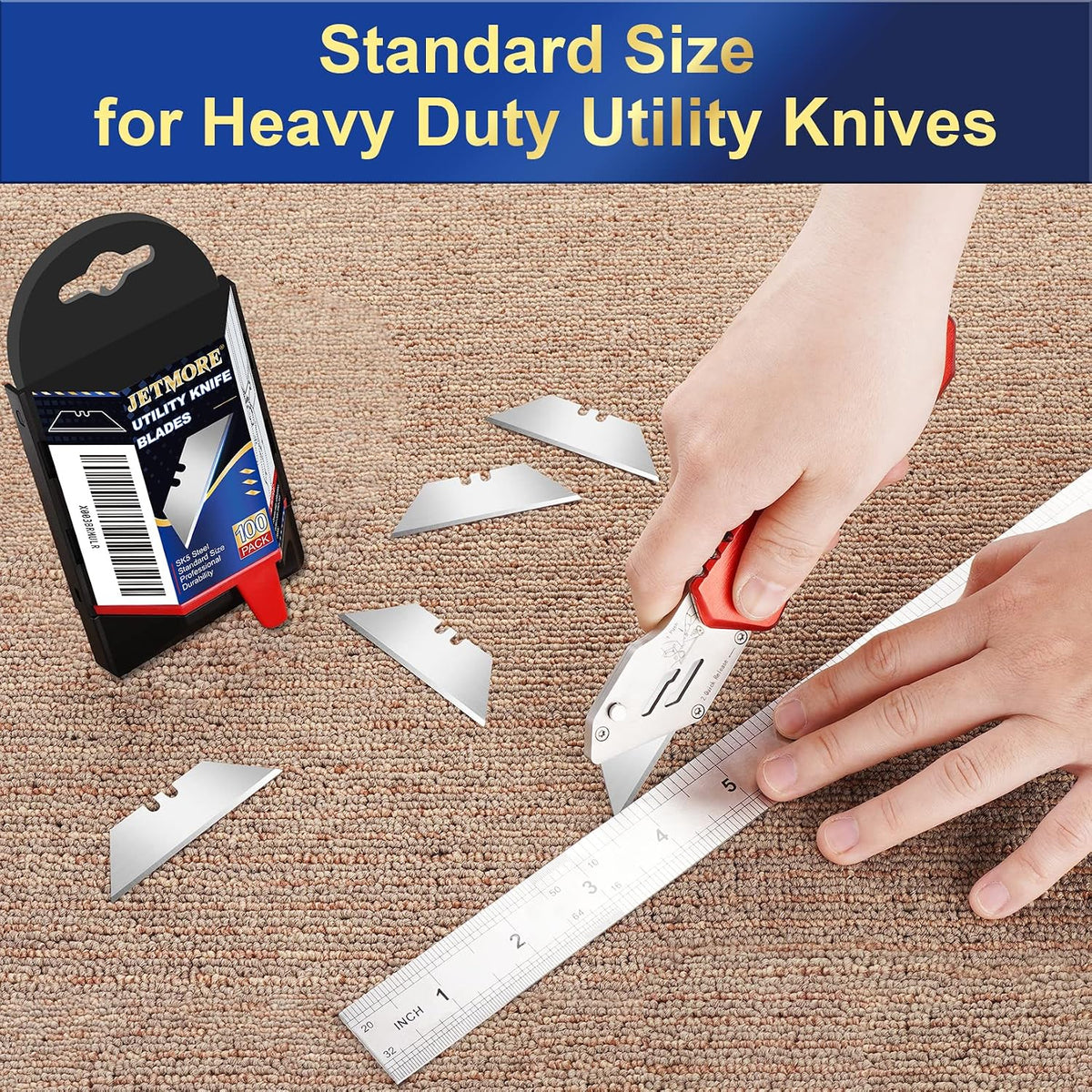 100 Pack Utility Knife Blades, Knife Blades, SK5 Razor Blades