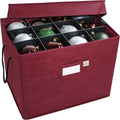 Christmas Ornament Storage Box, Holds 36-4 Inch Ornaments | Adjustable Acid-Free Dividers, 3 Removable Trays with