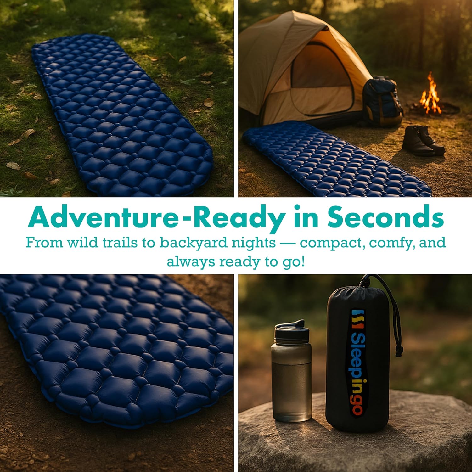 Ultralight Sleeping Mat - Inflatable & Compact Camping Air Mattress for Backpacking, Hiking- New