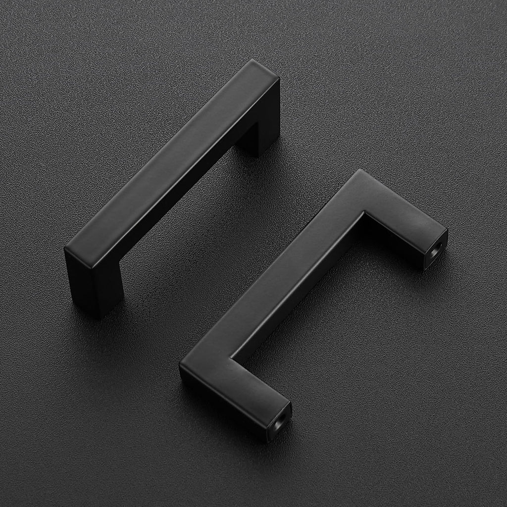 Matte Black Square Pulls Cabinet Handles,3 Inch,20 Pack