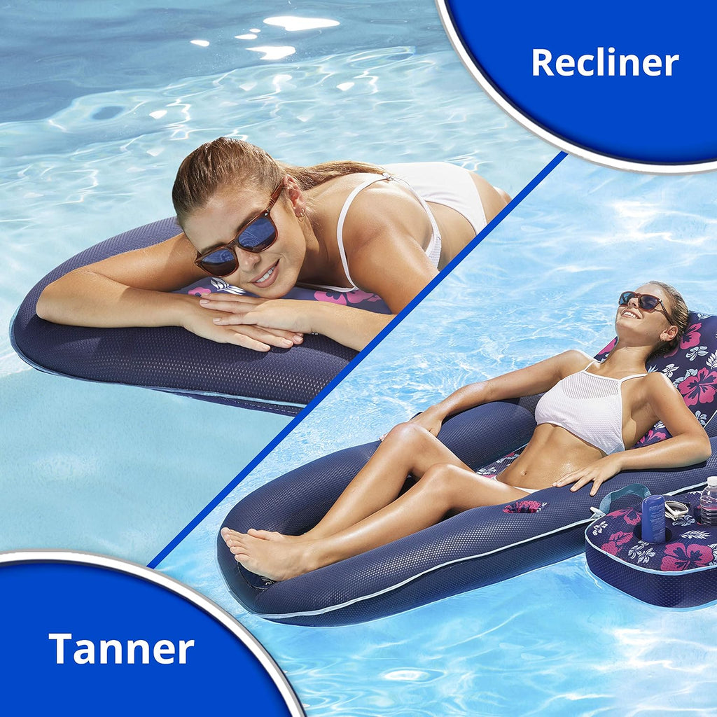 Aqua Campania Ultimate 2-in-1 Pool Float Lounge – Extra Large – Inflatable Pool Floats for Adults with Adjustable