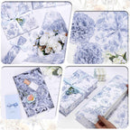 Floral Tissue Paper Bulk, Vintage Blue & White Flower Tissue Paper for Gift Bags, Wrapping, Crafts, Decoupage Art