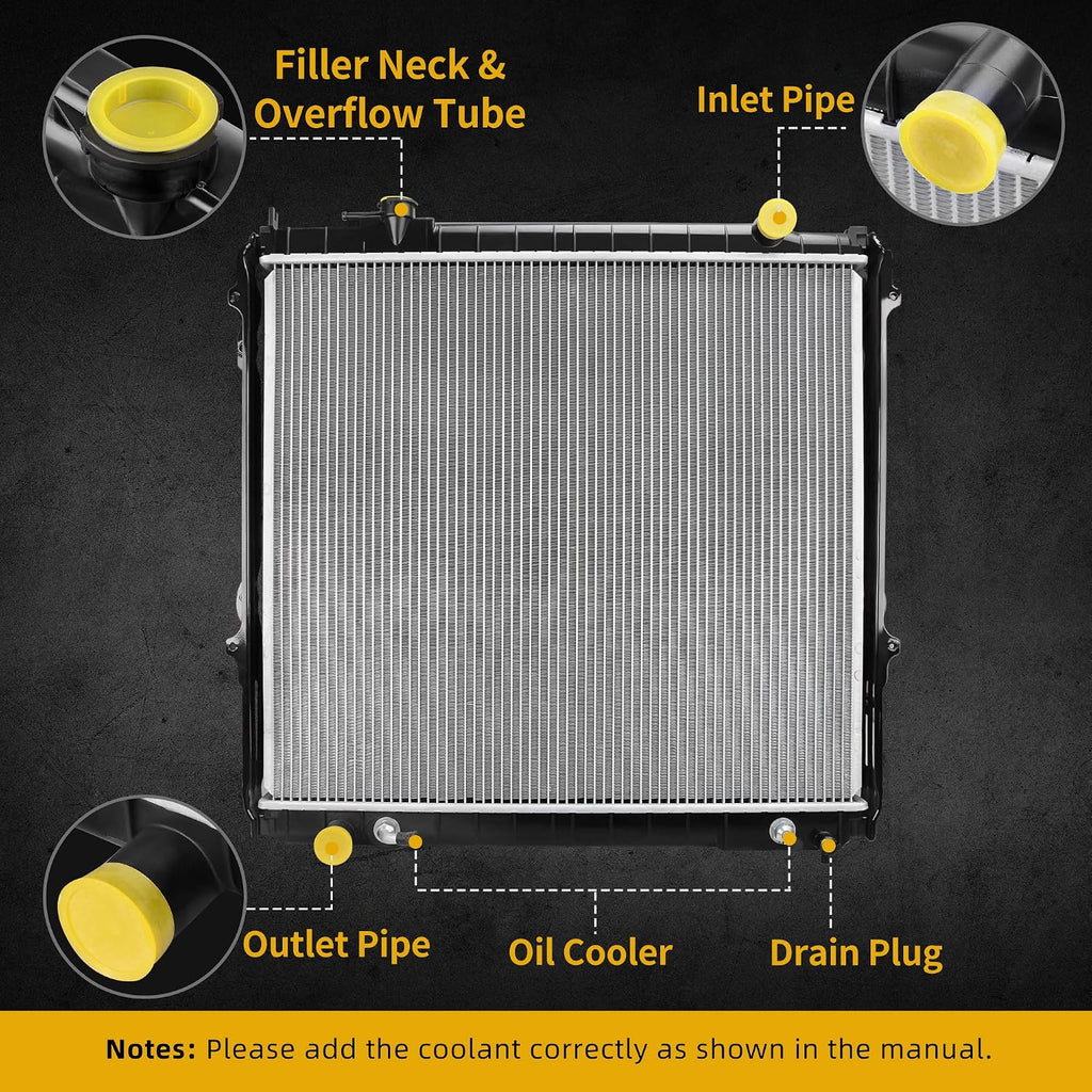DWVO Radiator Complete Radiator Compatible with 1995-2004 Tacoma 2.7L L4 3.4L V6