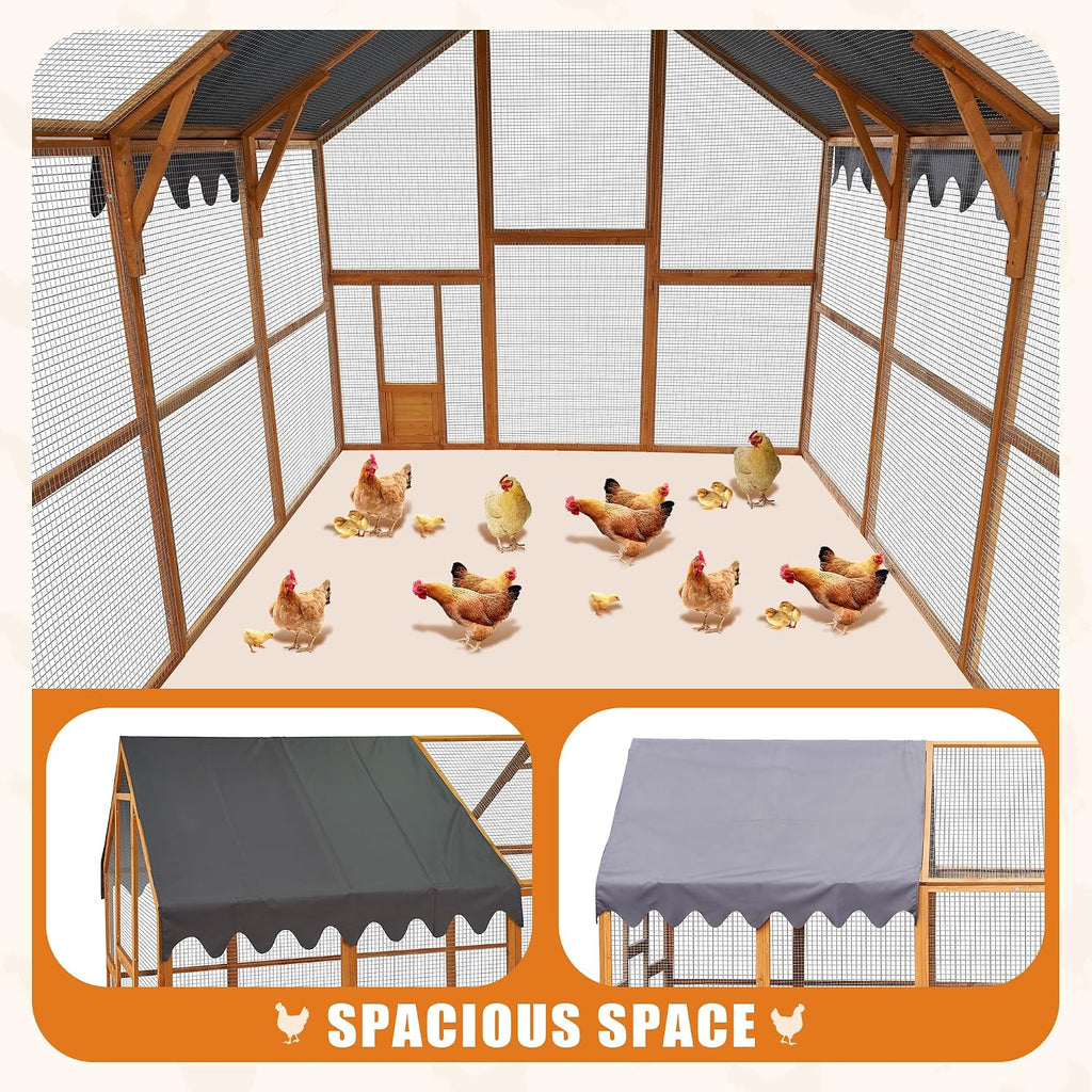 110" Large Walk-in Chicken Coop Enclosure with Waterproof Roof- Spacious Outdoor Yard, Pet Cage Playpen Farm Poultry