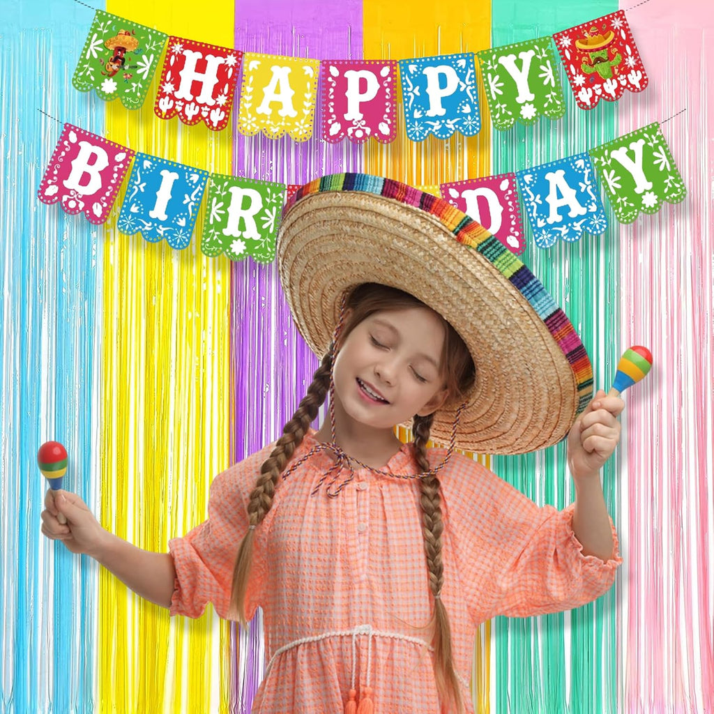 Tinsel Foil Fringe Curtains - 2Pcs 3.2x8.2ft Pastel Colourful Photo Backdrop for Christmas New Years Birthdays Easter