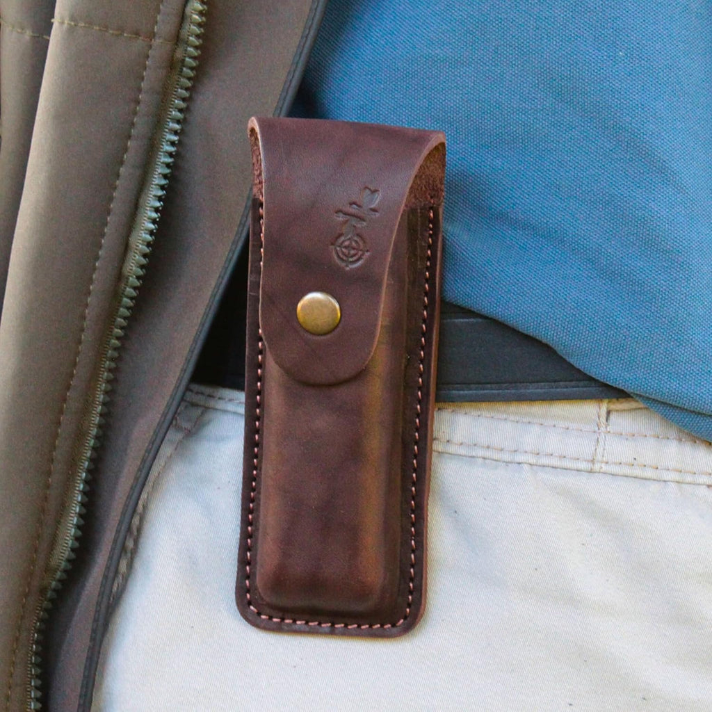 Leather Knife Sheath For Folding Knife Holster For Pocket Knife With Belt Loop, Huntsman Knife Pouch Multitools