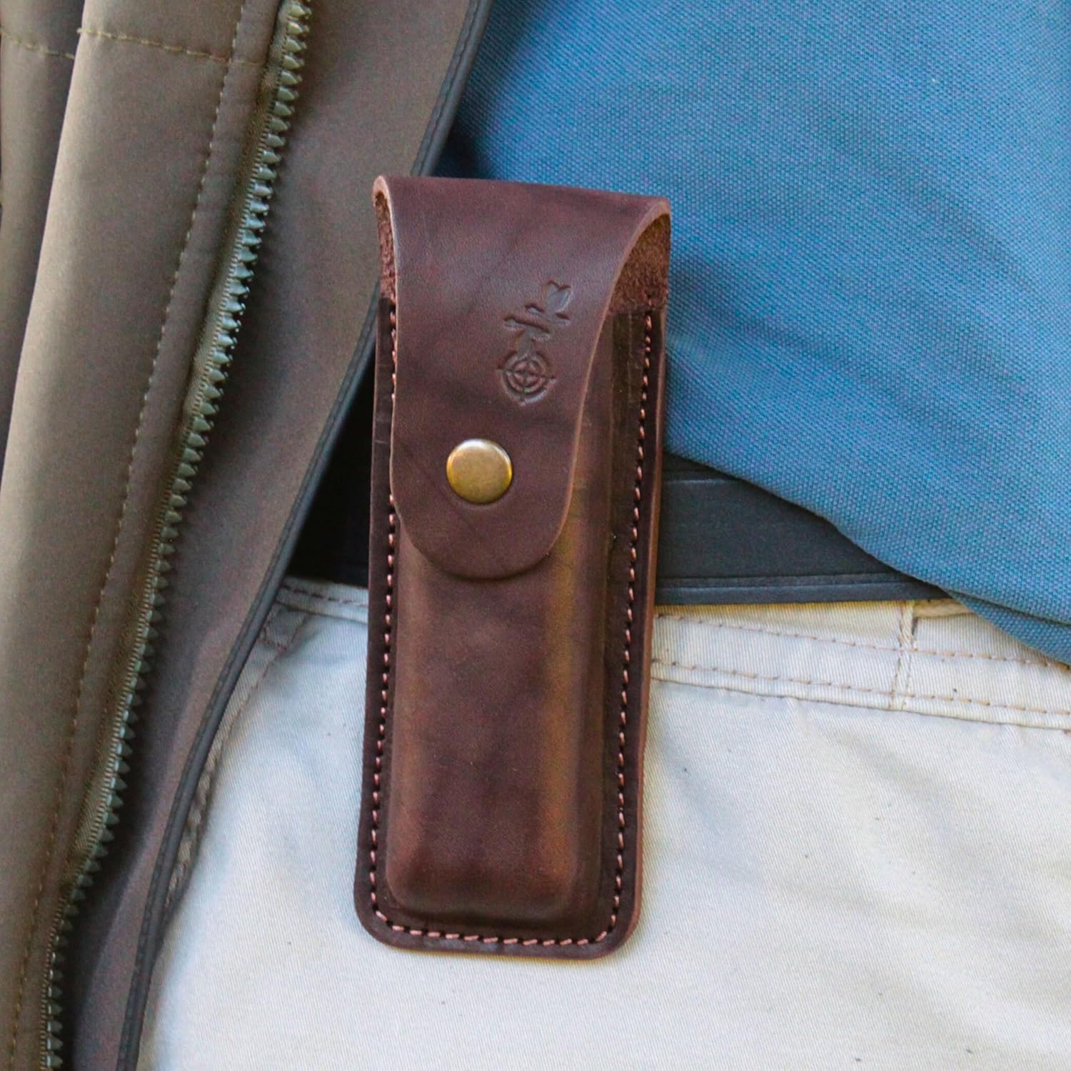 Leather Knife Sheath For Folding Knife Holster For Pocket Knife With Belt Loop, Huntsman Knife Pouch Multitools