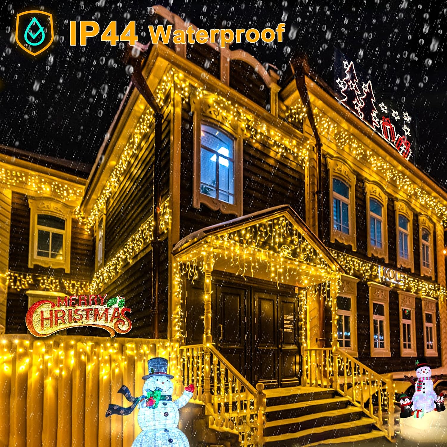 Warm White Christmas Lights Outdoor Icicle Lights for Outside 66ft 640 LEDs | Twinkle String Lights with Connectable