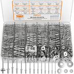 1000PCS Aluminum Pop Rivets Assortment Kit with Washers