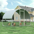 Metal Chicken Coop, 9.8x6.5 FT Walk-in Chicken Run Pen Poultry Cage, Water-Resistant & Anti-UV Cover, Large Chicken
