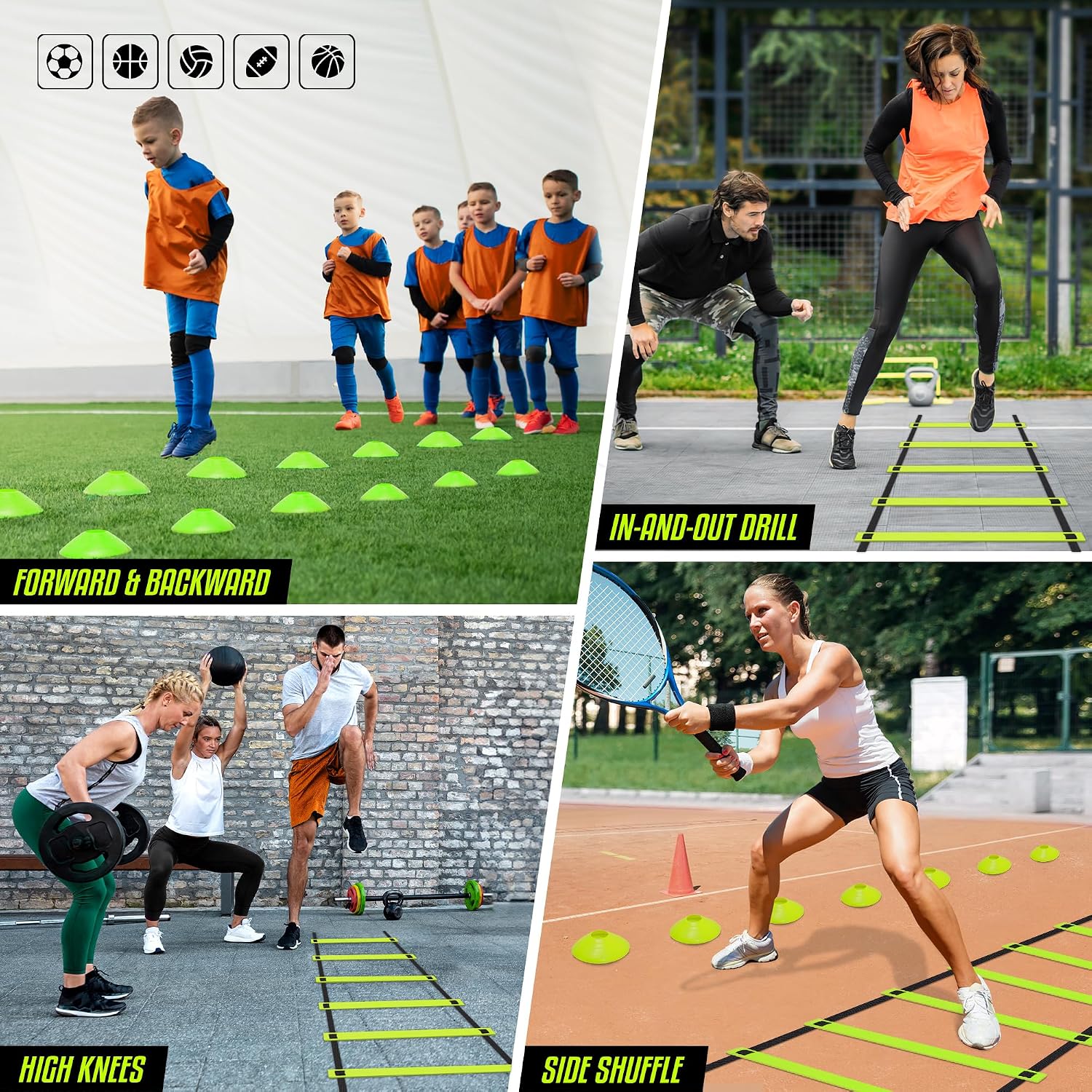 Agility Ladder Speed Training Equipment, Adjustable Football Ladder for All Ages with Carry Bag, Durable, Portable