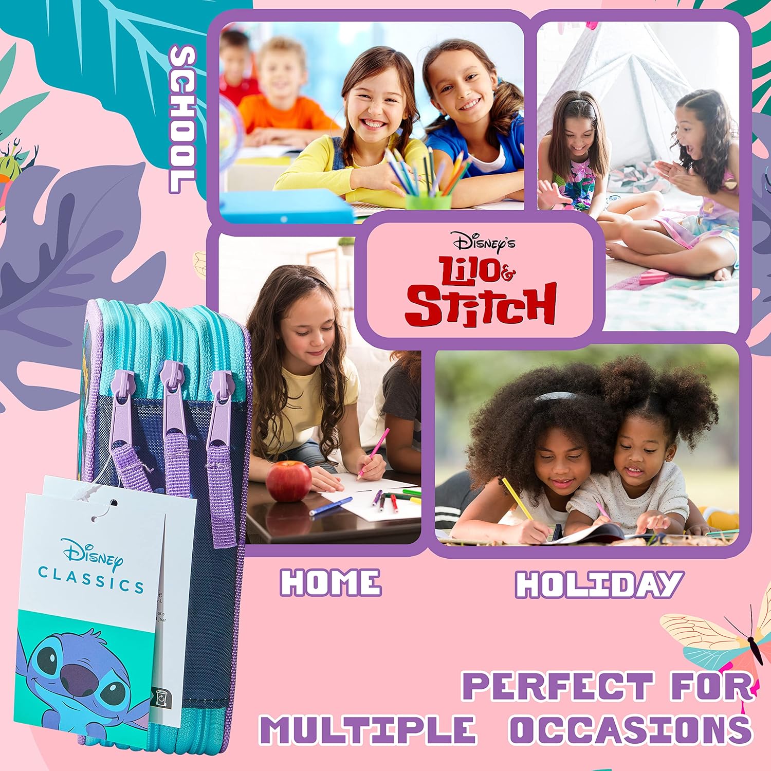 Stitch Filled Pencil Case with Colored Pencils, Markers, Gifts for Girls Kids, Stationery School Art Supplies Pouch