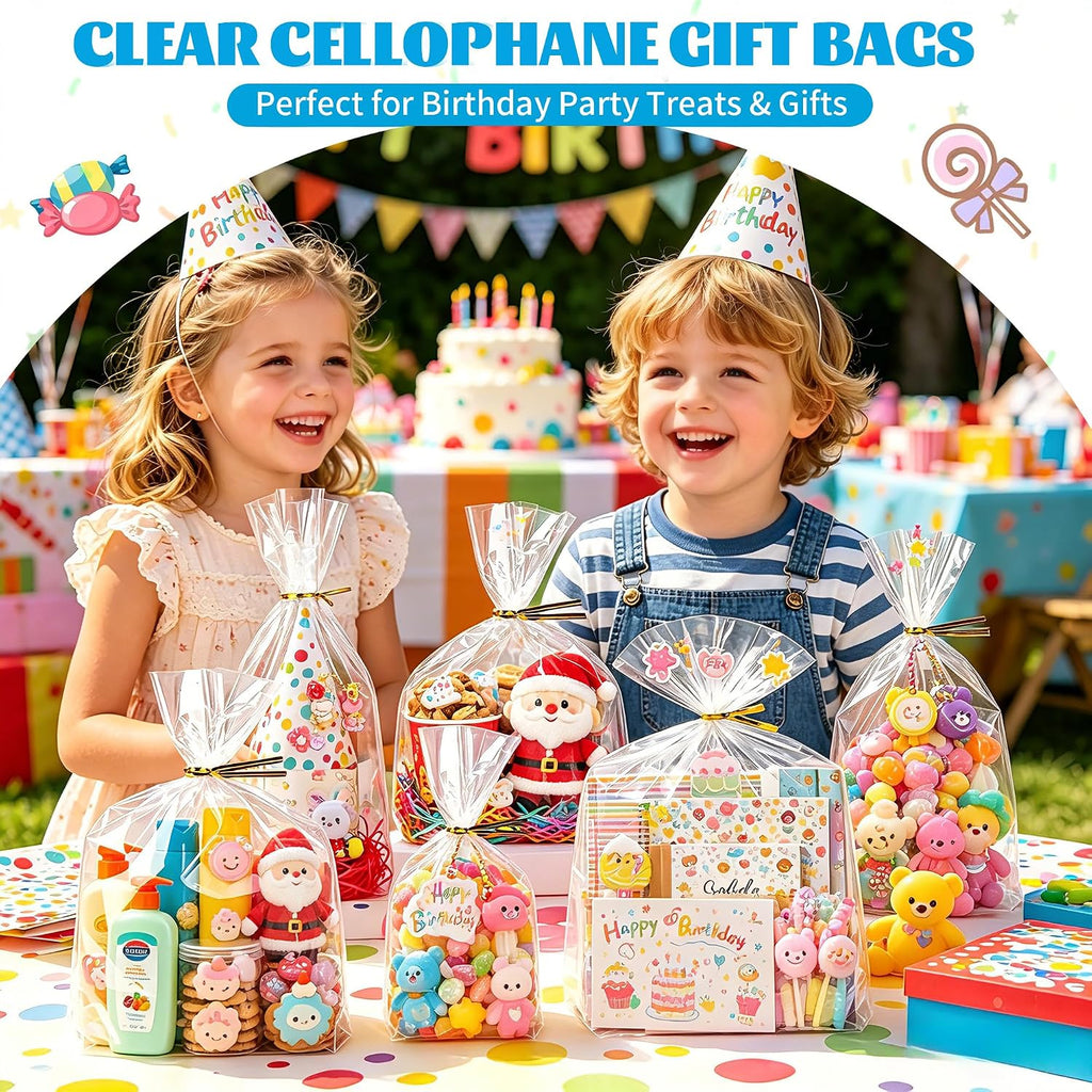 Clear Gift Bags 9x12 Inch, 50 Pack Flat Bottom Cellophane Bags