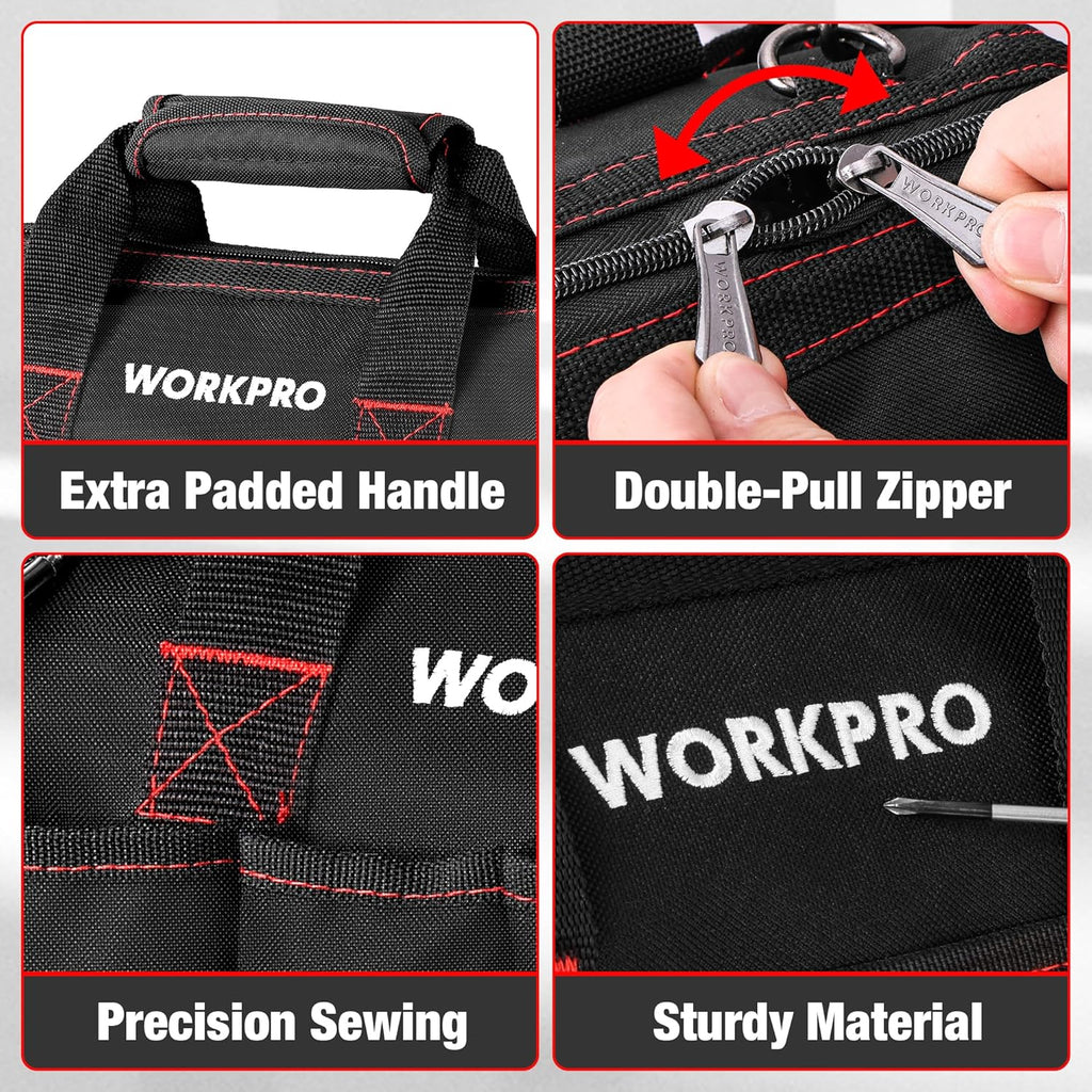14-inch Tool Bag, Multi-pocket Tool Organizer with Adjustable Shoulder Strap, W081021A , black