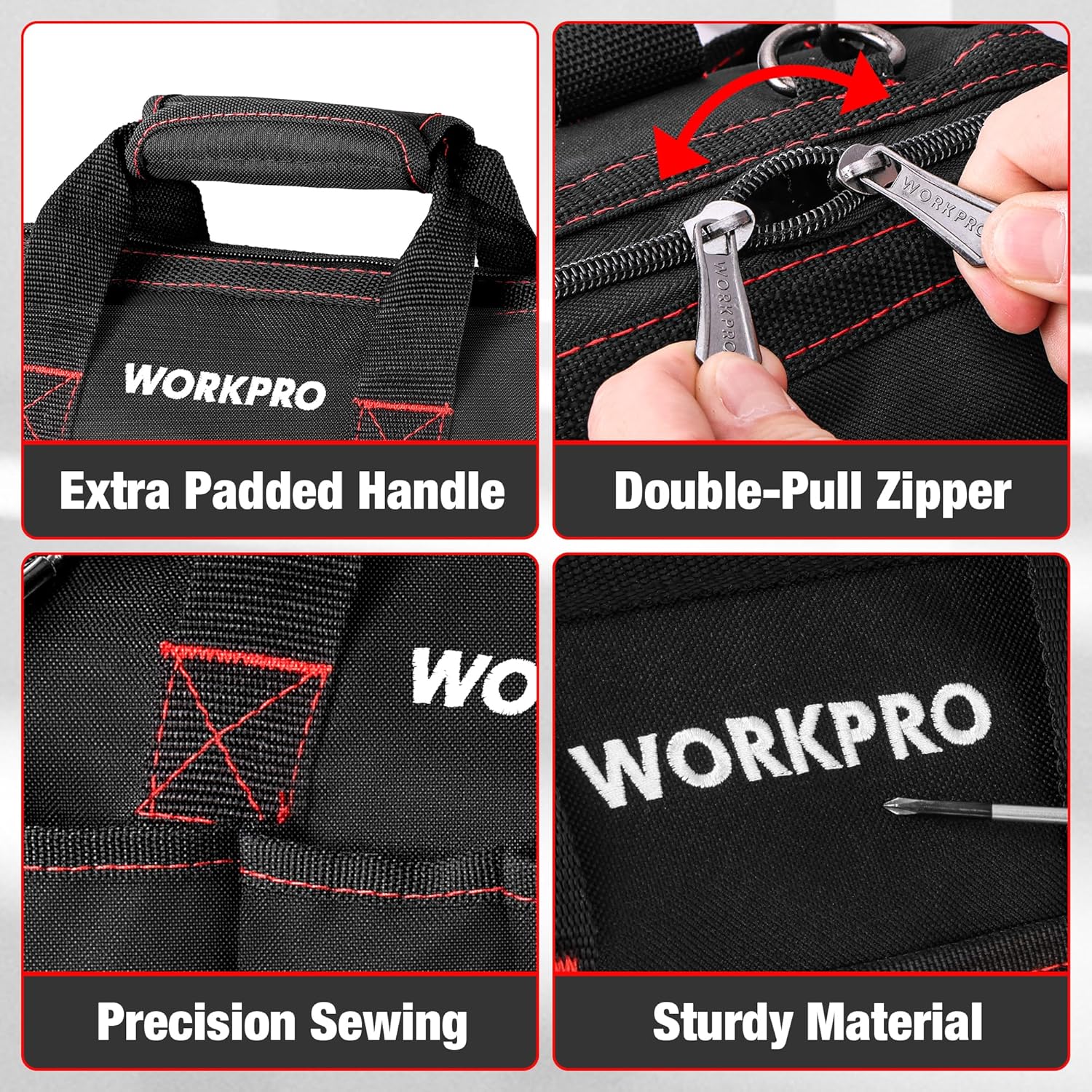 14-inch Tool Bag, Multi-pocket Tool Organizer with Adjustable Shoulder Strap, W081021A , black